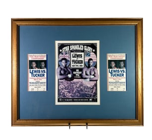 1983 Framed Lennox Lewis Vs. Tony Tucker Ad with Tickets