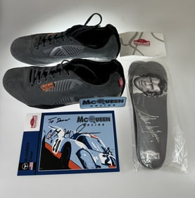 Hunziker Steve McQueen Shoe and Signed card by Son, Chad Mcqueen
