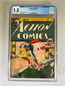 Action Comics #29 CGC Grade 1.5.  D.C Comics 1940 Key Issue