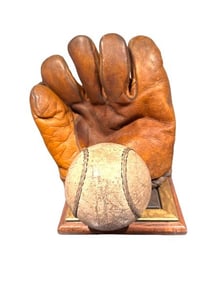 1910-1920 Left Hand Baseball Glove and Ball