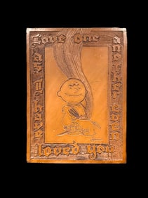 VTG Peanuts Hand Carved Etched Wood Printing Block