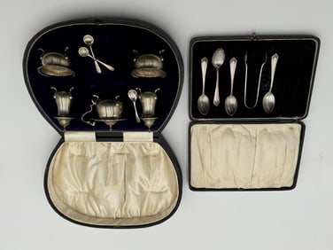 Collection of Miniature Sterling Silver Flateware and kitchenware with box