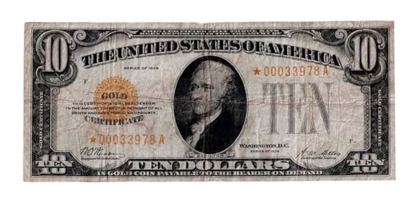 1928 $10 Gold Certificate Star Note
