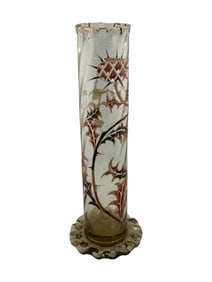 Emile Galle Vase in Clear Frosted Art Glass with Thistle Pattern.  C.1885