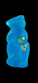 Fenton Blue Handpainted Cat