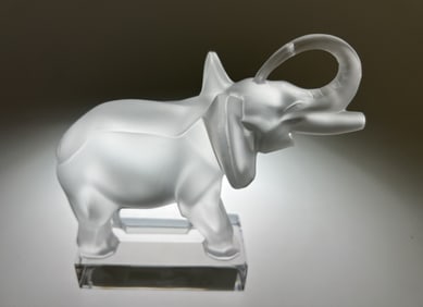 Lalique French Crystal Elephant Paperweight