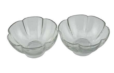 Pair of Pedestal Baccarat France Art Glass Corail Crystal Bowl