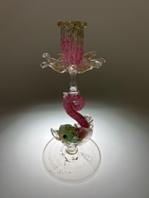 A Salviati Glass Candle Stick Holder, Murano