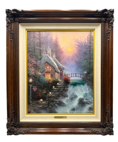 Thomas Kinkade  (American, 1947-2012) "A Tranquil Dusk At Falbrooke Thatch" Limited Print w/ COA