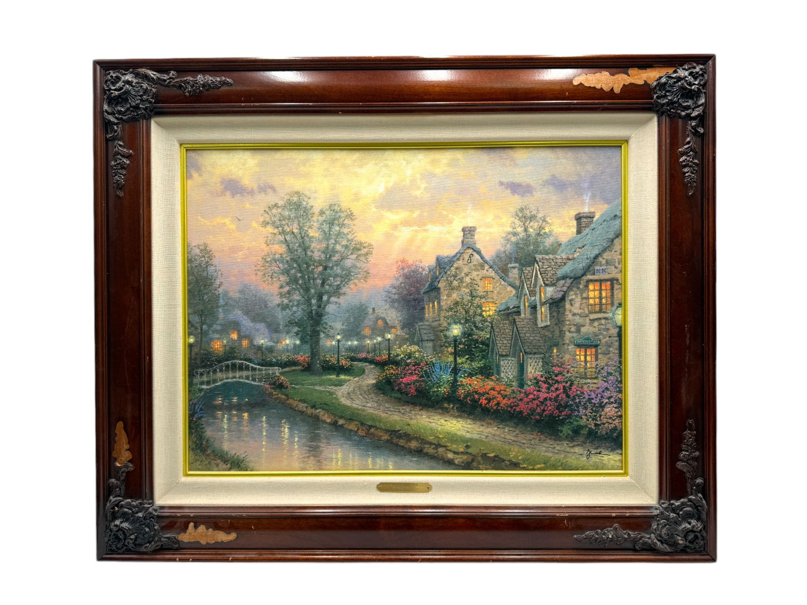Thomas Kinkade  (American, 1947-2012) "Lamplight Lane" Limited 980 Print with COA (1 of 4)