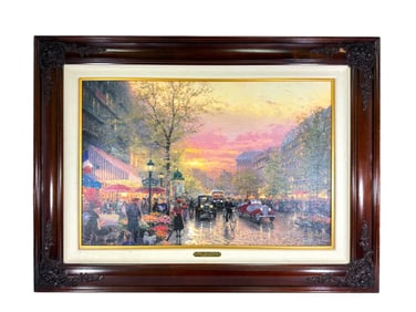 Thomas Kinkade  (American, 1947-2012) "Le Boulevard des Lumiere at Dusk" Limited 980 Print  w/ COA