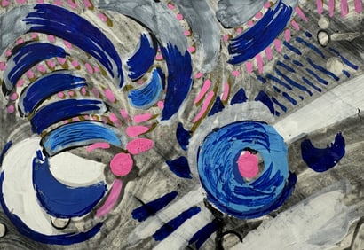 Francois Rouan (French, b. 1943) Mixed media on paper signed