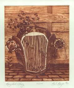 B.E Boyer Etching "Recycled Chevy" Signed