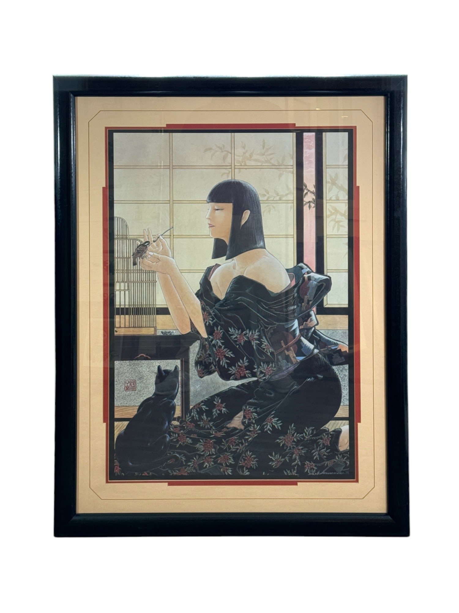 Muramasa Kudo (Japanese American, b. 1948) "Feeding Time" Framed Print (1 of 3)
