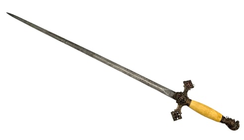 Knights of Templar Ceremonial Sword with Red Enamel Cross by Henderson Ames Co.