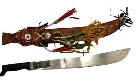 La Marca Corneta machette with Ornate leather sheath