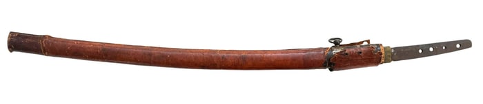 Showa Period Katana with Brown Laquered Japanese Imperial Army Saya and leather cover