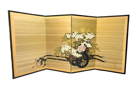 Japanese Four Panel Folding Screen