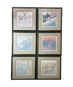Six Framed Greek Style Offset Prints