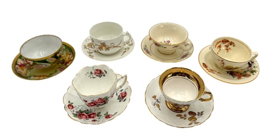 (Lot of 6) VTG Hand Painted Teacups and Saucers