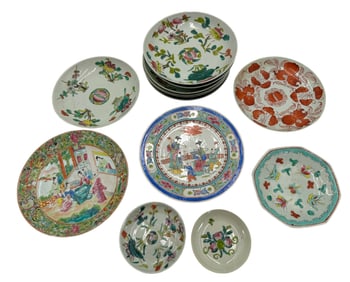 Collection of Famille Rose Porcelain Plates
