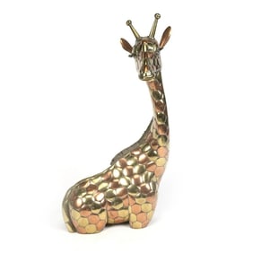 Bustamante Style Brass and Copper Giraffe Figure