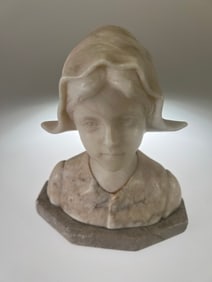 20th Century Italian Marble sculpture of a girl Signed.