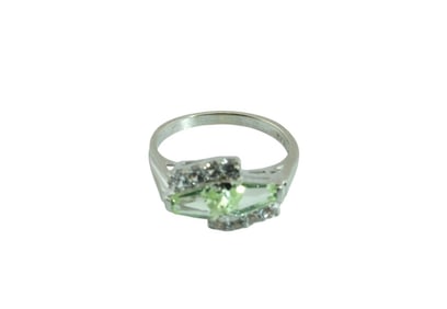10Kt White Gold with Cut Glass and Cubic Zirconia Stones