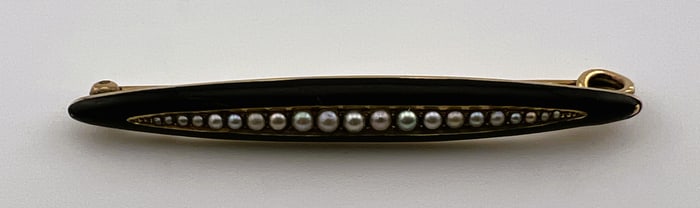 14K Yellow Gold with Pearls Brooch