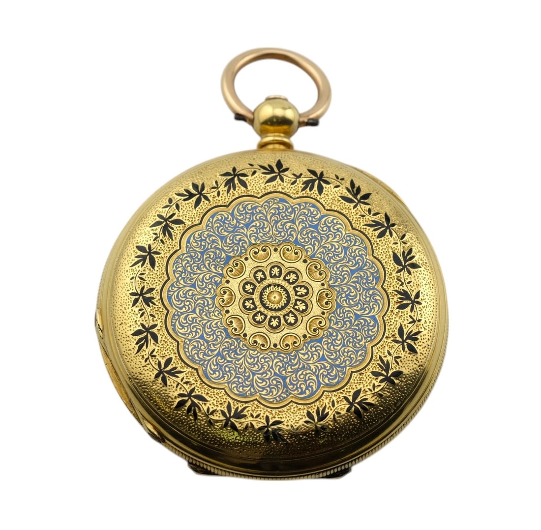 A Continental 18K Gold Key Wind Pocket Watch with Enamel Decoration. C. 1800s (1 of 5)