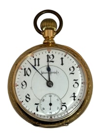 Rare Illinois Watch Co. 1899 "BUNN SPECIAL" 14K pocket watch SZ 18S