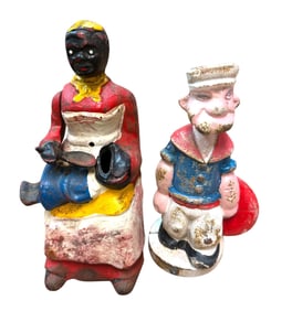 (Lot of 2) Cast Iron Banks Reproduction