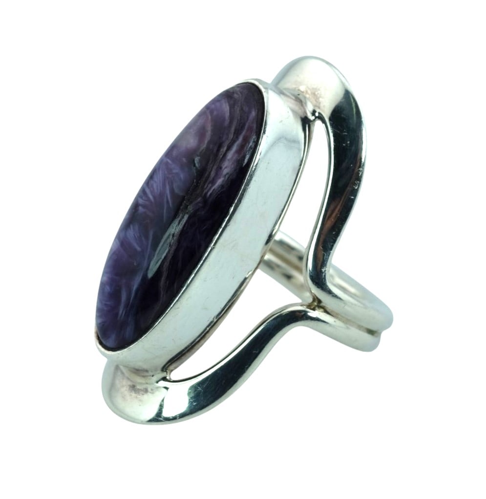 Vtg Dominique Dinouart Purple Charoite Modernist Sterling Silver Ring (1 of 3)