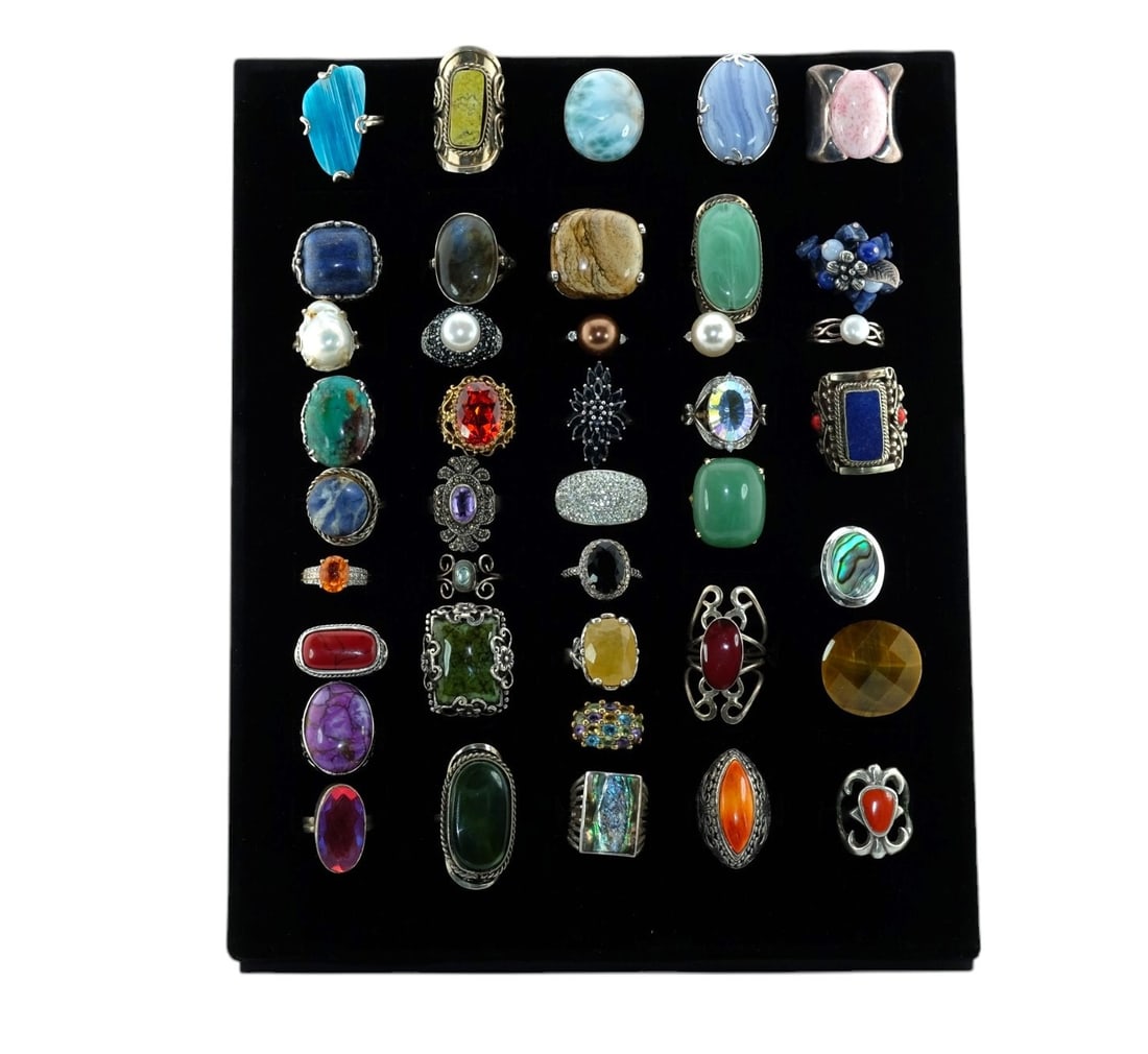 Collection of Sterling Silver Precious Stones Ring. (1 of 3)