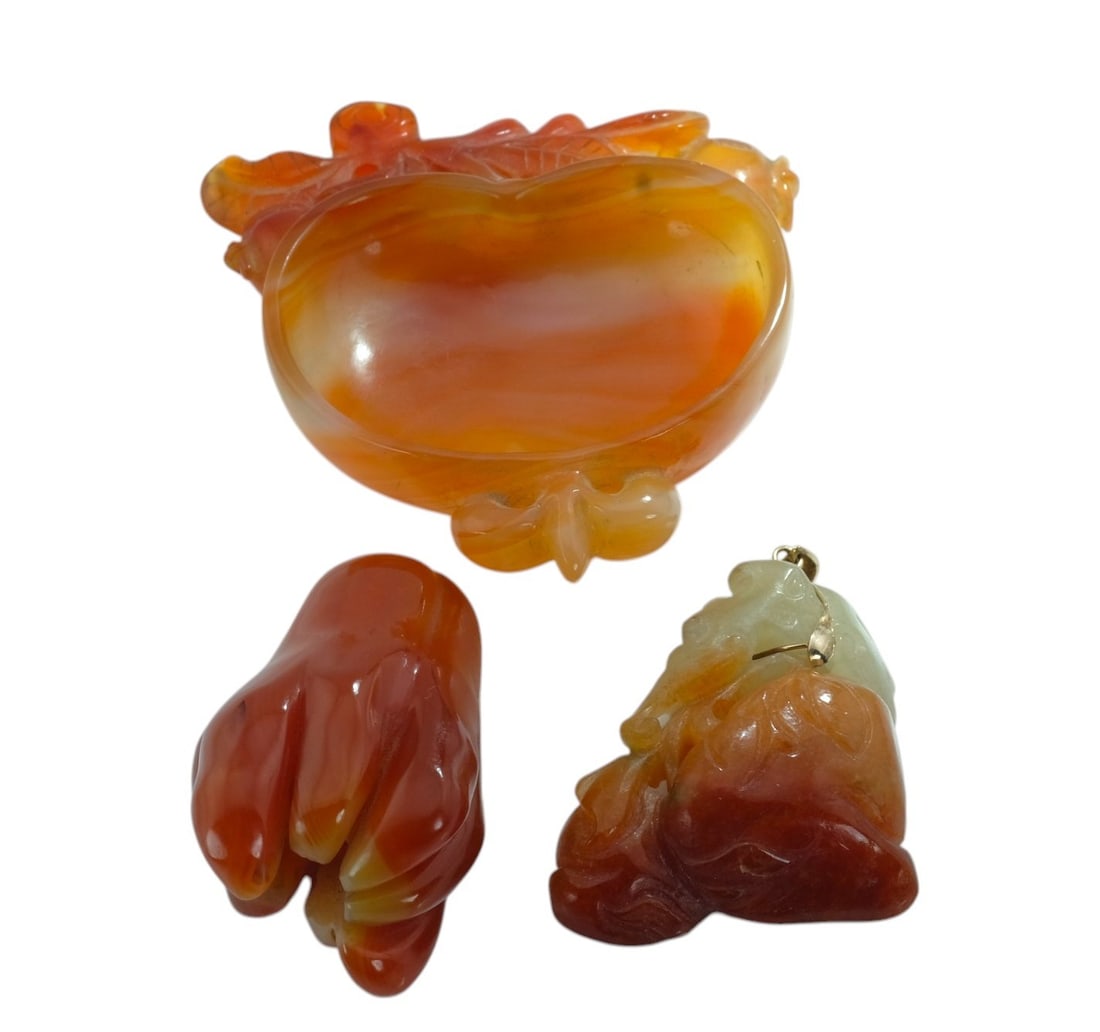 Agate Carvings and Agate 14k Pendant (1 of 1)