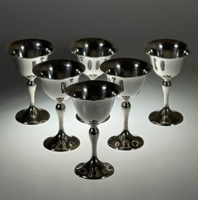Set of 6 Robert Edwards Sterling Weighed Silver Goblets