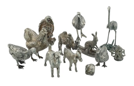 Collection Sterling Silver and 800 Animal Figurines