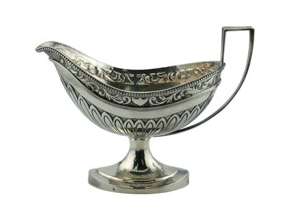 Clemens Friedell (1872-1973) Hand Wrought Sterling Gravy: Clemens Friedell (1872-1973) Hand Wrought Sterling Gravy. Weight 234 grams. Dimension 6 3/4" x 3 1/4" x 5"