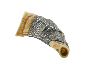 Ram Horn and Sterling Silver Hazorfim sculpture