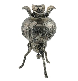 Dutch Repousse Silver 830 Vase c. 1870