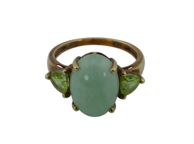10Kt Gold Green Jade Ring
