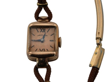 14K Rose Gold Rectangular Retro 1950 Hamilton Watch