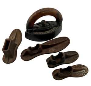 1900's Colebrookdale Sad Iron and Child's Shoe Boot Form Cast Iron