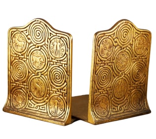 Pair of Tiffany Studios L.C.T. NY USA Bronze Zodiac Book End