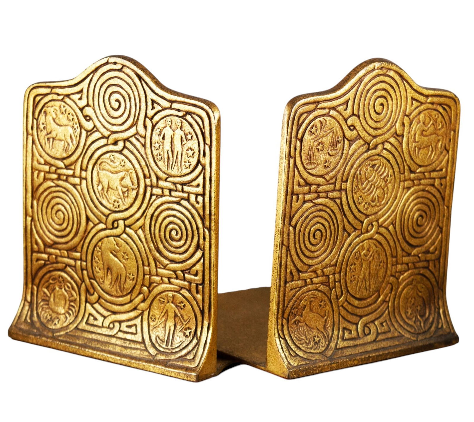 Pair of Tiffany Studios L.C.T. NY USA Bronze Zodiac Book End (1 of 5)