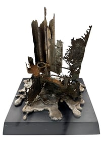 Vintage Abstract Brutalist Candle Holder Scupture