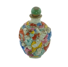 19th Century Porcelain Louhan Snuff Bottle