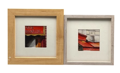 Isabelle Corcket (France) 2 Framed Watercolor signed