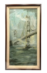 Oil on Canvas Painting "The Bridge" Signed Betty