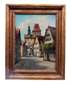 Oil on Canvas , English Street Scene, Signed